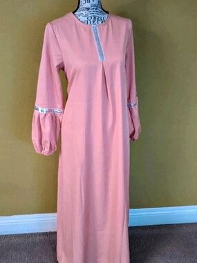 Women's Pink Long Sleeve Maxi Dress